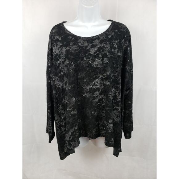 Blanque Womens Asymmetrical Jacquard Lagenlook Black Size 2 Pullover 3/4 Sleeve - Picture 1 of 7